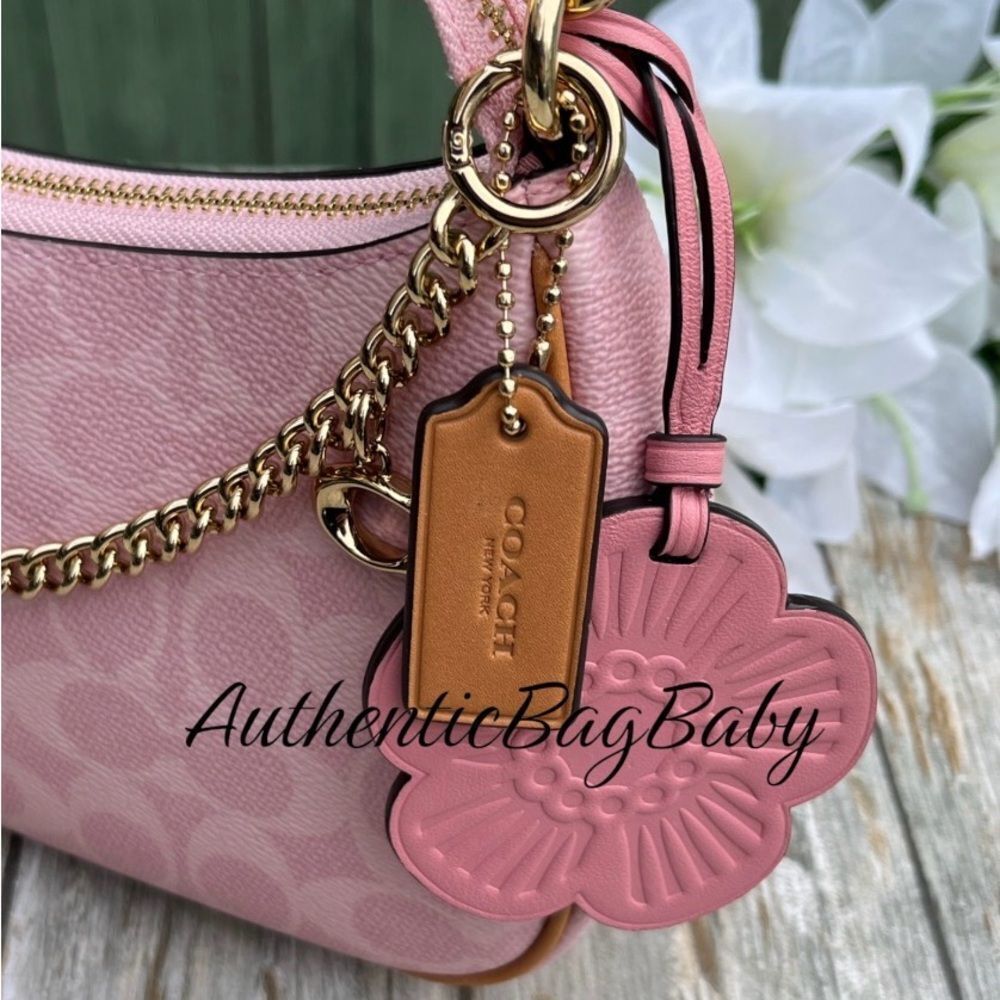 Coach Teri Shoulder Bag In Signature Canvas With Charms Powder Pink Purse - Picture 4 of 11
